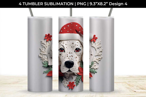 3D Christmas Dalmatian Dog Tumbler Wrap 20 oz Sublimation PNG Bundle Free For Commercial Use Sublimation Sintegra 