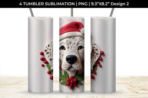 3D Christmas Dalmatian Dog Tumbler Wrap 20 oz Sublimation PNG Bundle Free For Commercial Use Sublimation Sintegra 