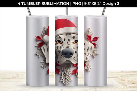 3D Christmas Dalmatian Dog Tumbler Wrap 20 oz Sublimation PNG Bundle Free For Commercial Use Sublimation Sintegra 