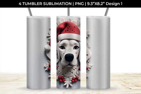 3D Christmas Dalmatian Dog Tumbler Wrap 20 oz Sublimation PNG Bundle Free For Commercial Use Sublimation Sintegra 