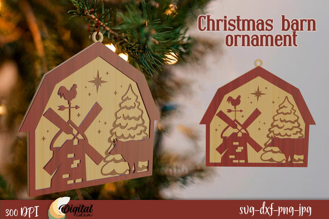 3D Christmas Decor SVG. Christmas Barn Ornament Laser Cut. SVG Evgenyia Guschina 