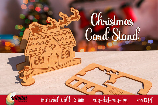3D Christmas Decor SVG. Christmas Card Stand Laser Cut. SVG Evgenyia Guschina 