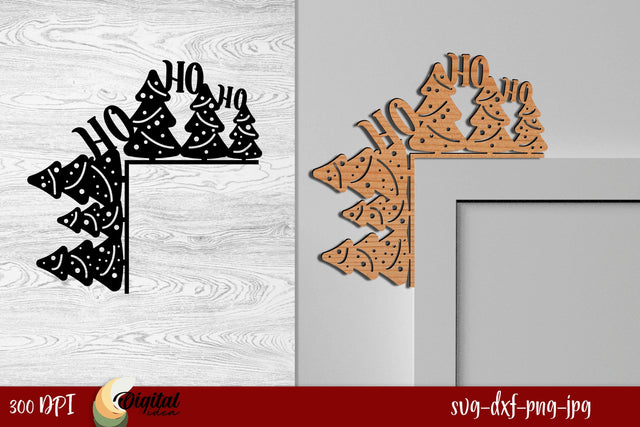 3D Christmas Decor SVG. Christmas Door Corners Laser Cut. SVG Evgenyia Guschina 