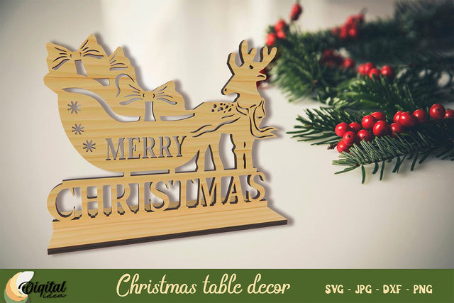 3D Christmas Decoration. 3D Reindeer Laser Cut. Christmas 3d SVG Evgenyia Guschina 