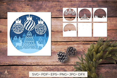 3d Christmas Deer shadow box papercut SVG Olga Boat Design 