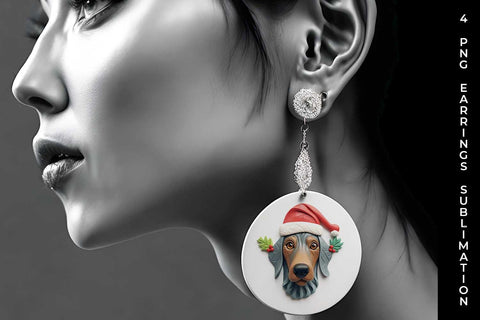3D Christmas Doberman Dog Earrings Sublimation PNG Bundle Free For Commercial Use Sublimation Sintegra 