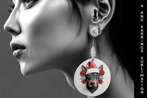 3D Christmas Doberman Dog Earrings Sublimation PNG Bundle Free For Commercial Use Sublimation Sintegra 