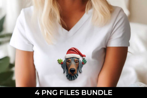 3D Christmas Doberman Dog T-shirt Sublimation PNG Bundle Free For Commercial Use Sublimation Sintegra 