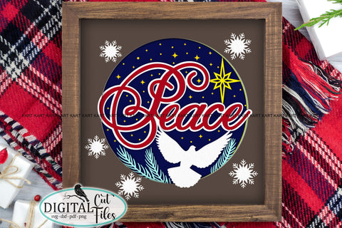 3D Christmas Dove Peace shadow box svg digital cut file SVG kartcreationii 