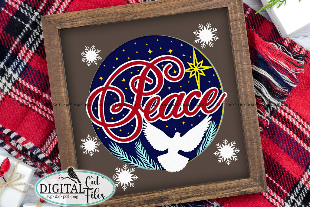 3D Christmas Dove Peace shadow box svg digital cut file - So Fontsy