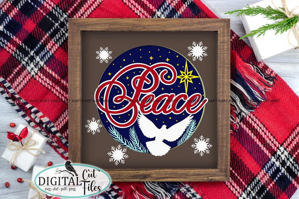 3D Christmas Dove Peace shadow box svg digital cut file - So Fontsy