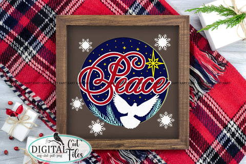 3D Christmas Dove Peace shadow box svg digital cut file SVG kartcreationii 
