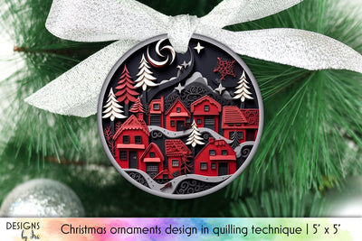 3D Christmas Forest Ornament Design Sublimation Designs by Ira 
