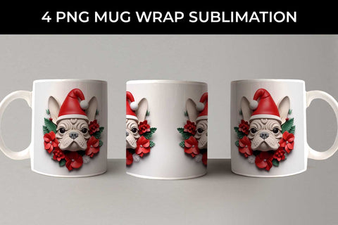 3D Christmas French Bulldog Dog Mug Wrap Sublimation PNG Bundle Free For Commercial Use Sublimation Sintegra 