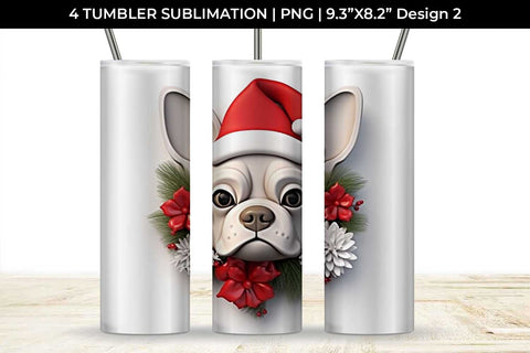 3D Christmas French Bulldog Dog Tumbler Wrap 20 oz Sublimation PNG Bundle Free For Commercial Use Sublimation Sintegra 
