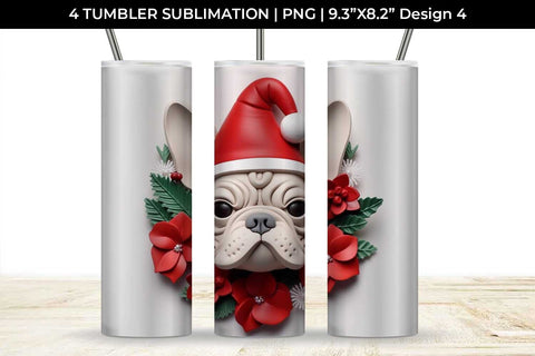 3D Christmas French Bulldog Dog Tumbler Wrap 20 oz Sublimation PNG Bundle Free For Commercial Use Sublimation Sintegra 