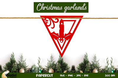 3D Christmas Garland Paper Cut. 3D Christmas Decor SVG. 3D Paper Evgenyia Guschina 