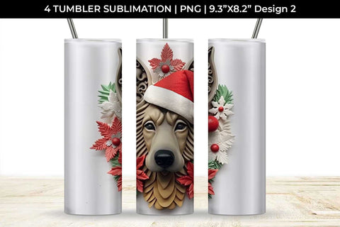 3D Christmas German Shepherd Dog Tumbler Wrap 20 oz Sublimation PNG Bundle Free For Commercial Use Sublimation Sintegra 