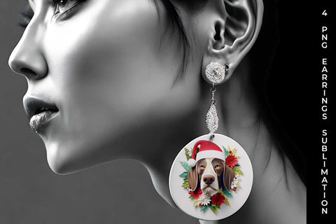 3D Christmas German Shorthaired Dog Earrings Sublimation PNG Bundle Free For Commercial Use Sublimation Sintegra 