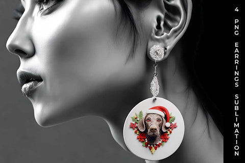 3D Christmas German Shorthaired Dog Earrings Sublimation PNG Bundle Free For Commercial Use Sublimation Sintegra 