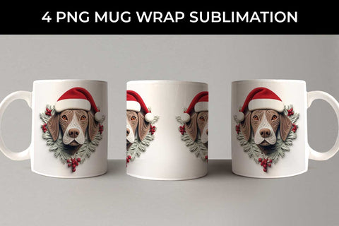 3D Christmas German Shorthaired Dog Mug Wrap Sublimation PNG Bundle Free For Commercial Use Sublimation Sintegra 
