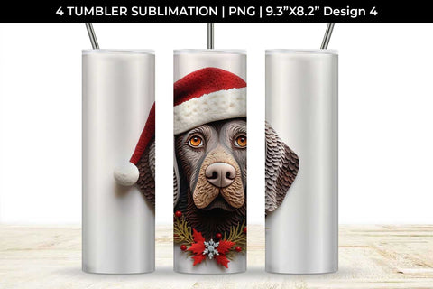 3D Christmas German Shorthaired Dog Tumbler Wrap 20 oz Sublimation PNG Bundle Free For Commercial Use Sublimation Sintegra 