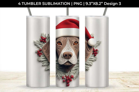 3D Christmas German Shorthaired Dog Tumbler Wrap 20 oz Sublimation PNG Bundle Free For Commercial Use Sublimation Sintegra 