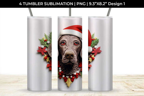 3D Christmas German Shorthaired Dog Tumbler Wrap 20 oz Sublimation PNG Bundle Free For Commercial Use Sublimation Sintegra 