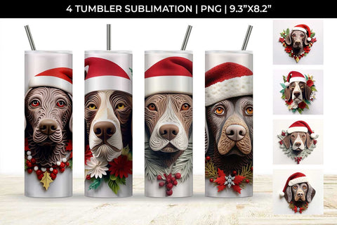 3D Christmas German Shorthaired Dog Tumbler Wrap 20 oz Sublimation PNG Bundle Free For Commercial Use Sublimation Sintegra 