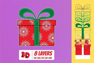 3D Christmas Gift 3 SVG Cut File SVG SvgOcean 