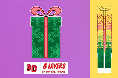 3D Christmas Gift 4 SVG Cut File SVG SvgOcean 