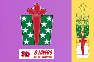 3D Christmas Gift 5 SVG Cut File SVG SvgOcean 