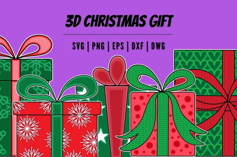 3D Christmas Gift SVG Bundle - So Fontsy