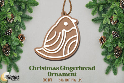 3D Christmas Gingerbread Ornament Laser Cut. Gingerbread Laser Cut SVG Evgenyia Guschina 