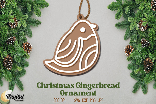 3D Christmas Gingerbread Ornament Laser Cut. Gingerbread Laser Cut SVG Evgenyia Guschina 