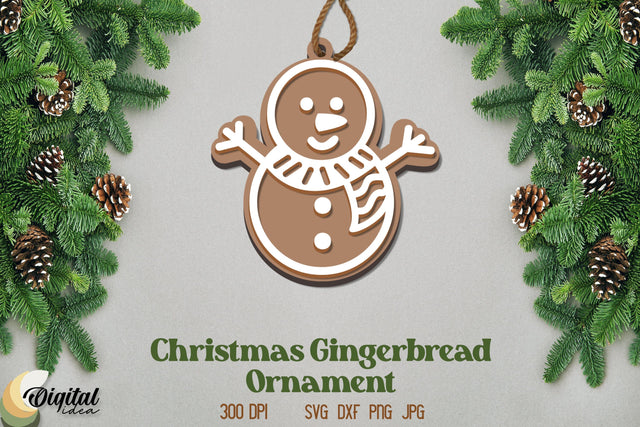 3D Christmas Gingerbread Ornament Laser Cut. Gingerbread Laser Cut SVG Evgenyia Guschina 