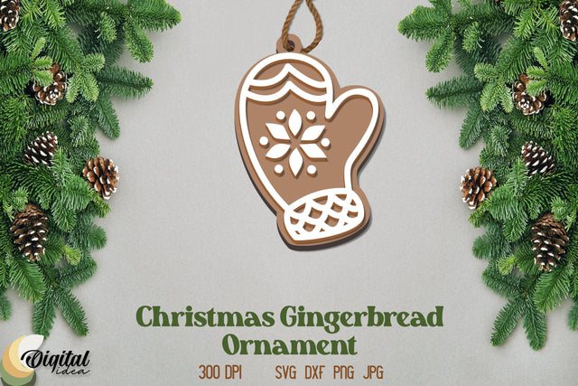 3D Christmas Gingerbread Ornament Laser Cut. Gingerbread Laser Cut SVG Evgenyia Guschina 