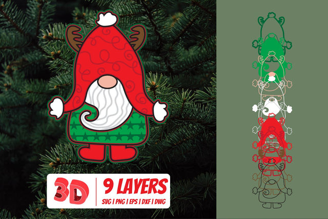 3D Christmas Gnome Cut File SVG SvgOcean 