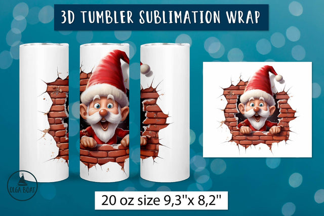 3d Christmas gnome tumbler wrap | Christmas gnome png Sublimation Olga Boat Design 