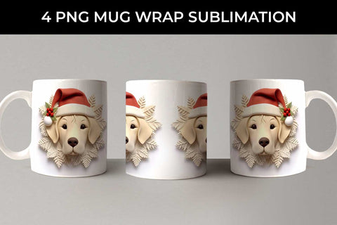 3D Christmas Golden Retriever Dog Mug Wrap Sublimation PNG Bundle Free For Commercial Use Sublimation Sintegra 