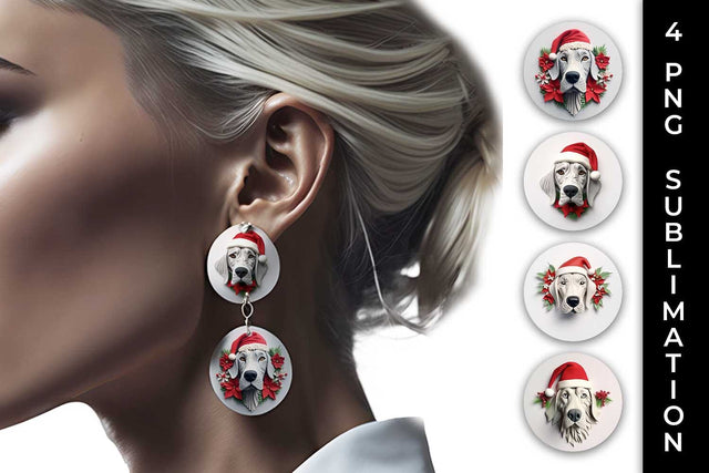 3D Christmas Great Dane Dog Earrings Sublimation PNG Bundle Free For Commercial Use Sublimation Sintegra 