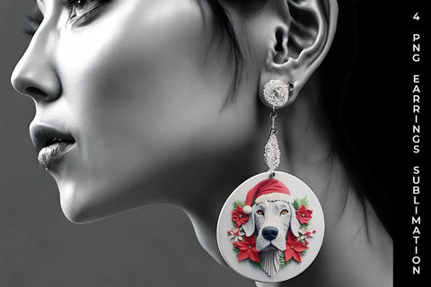 3D Christmas Great Dane Dog Earrings Sublimation PNG Bundle Free For Commercial Use Sublimation Sintegra 