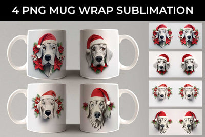 3D Christmas Great Dane Dog Mug Wrap Sublimation PNG Bundle Free For Commercial Use Sublimation Sintegra 