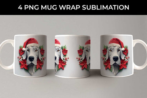 3D Christmas Great Dane Dog Mug Wrap Sublimation PNG Bundle Free For Commercial Use Sublimation Sintegra 