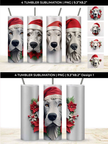 3D Christmas Great Dane Dog Tumbler Wrap 20 oz Sublimation PNG Bundle Free For Commercial Use Sublimation Sintegra 