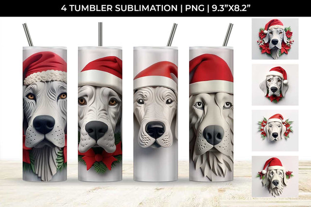 3D Christmas Great Dane Dog Tumbler Wrap 20 oz Sublimation PNG Bundle Free For Commercial Use Sublimation Sintegra 