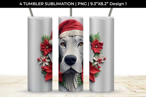 3D Christmas Great Dane Dog Tumbler Wrap 20 oz Sublimation PNG Bundle Free For Commercial Use Sublimation Sintegra 