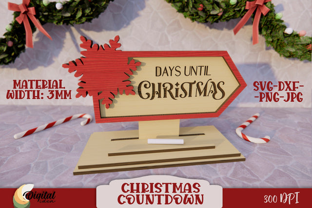 3D Christmas Home Decor Laser Cut. 3D Countdown Laser Cut. SVG Evgenyia Guschina 