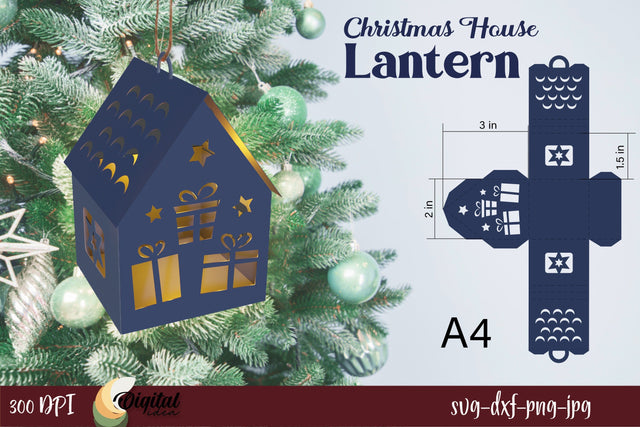 3D Christmas house. Christmas lantern papercut SVG 3D Paper Evgenyia Guschina 