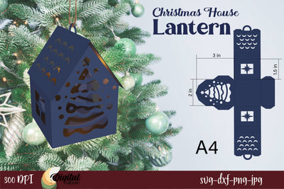 3D Christmas house. Christmas lantern papercut SVG 3D Paper Evgenyia Guschina 